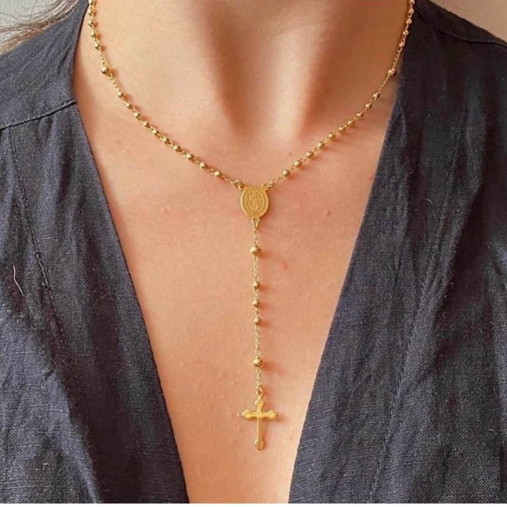 Brazilian gold rosary necklace